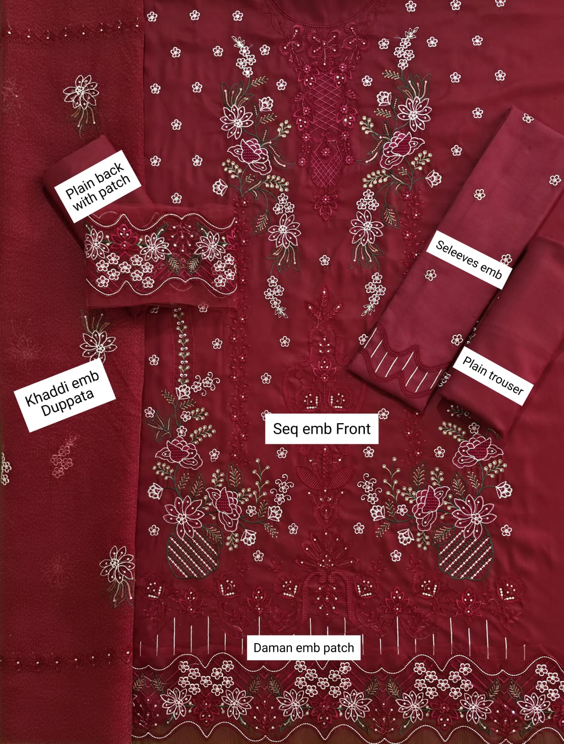 Luxury dhanak 3pc embroidery