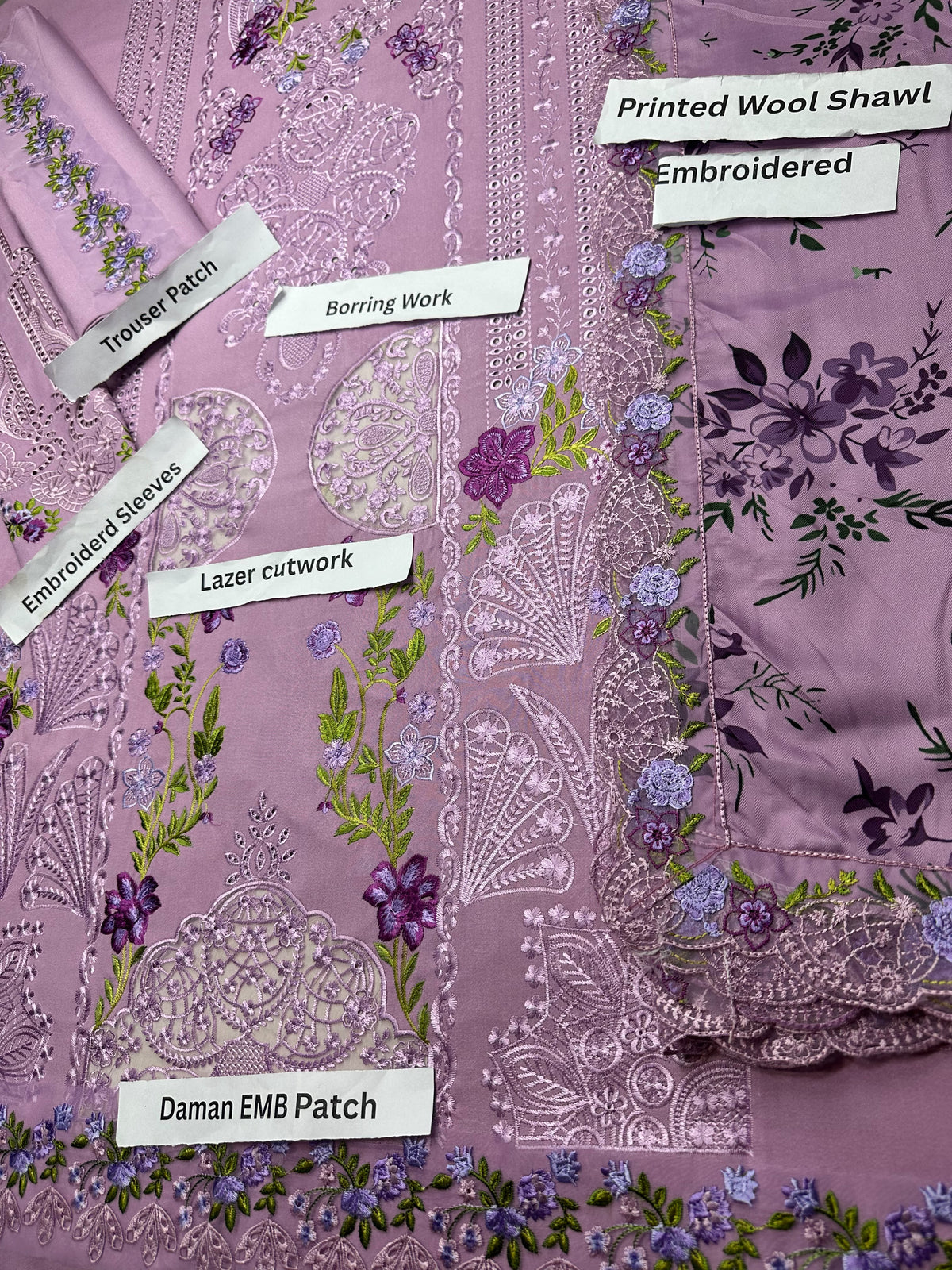 Dhanak 3pc embroidery unstitched