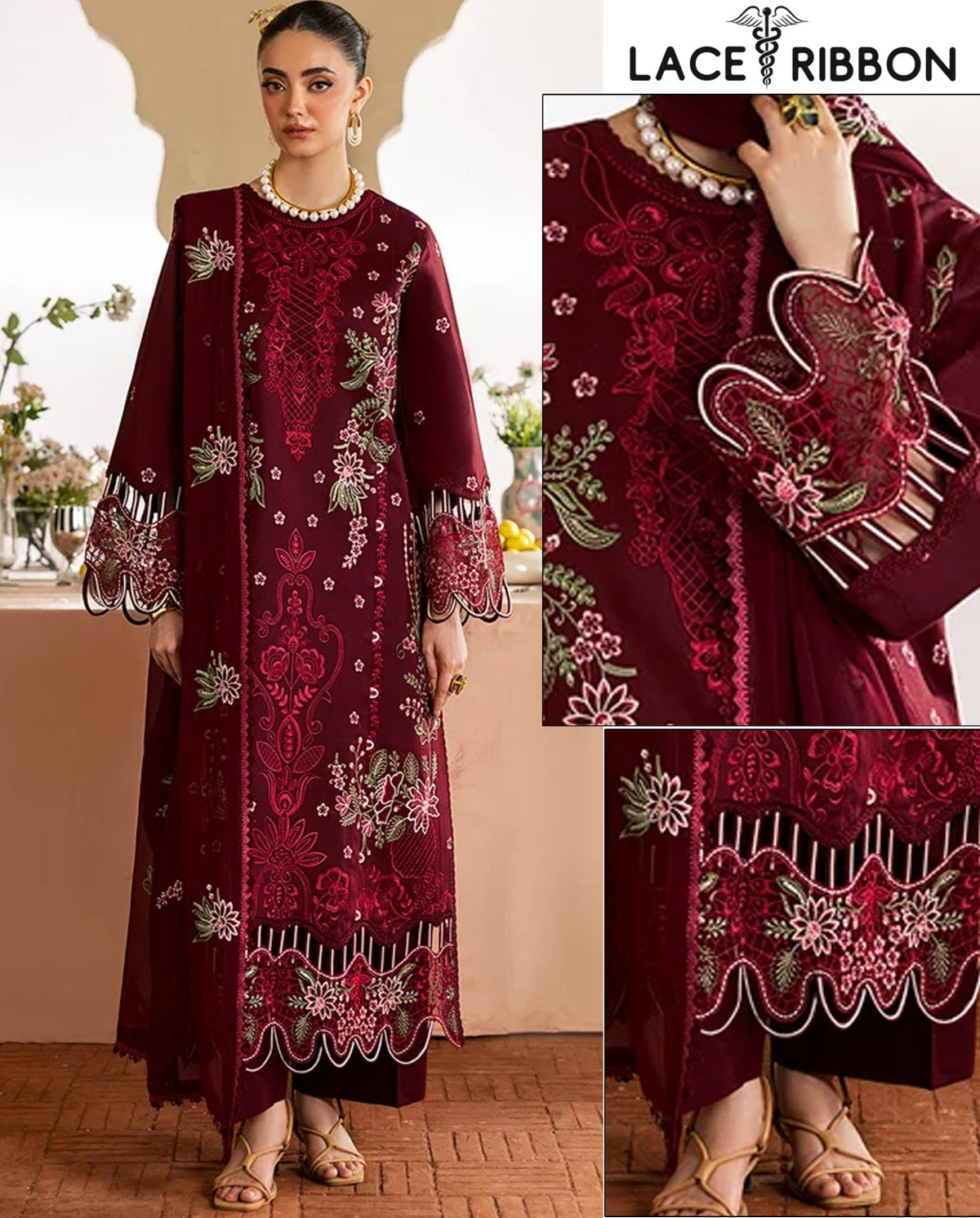 Luxury dhanak 3pc embroidery