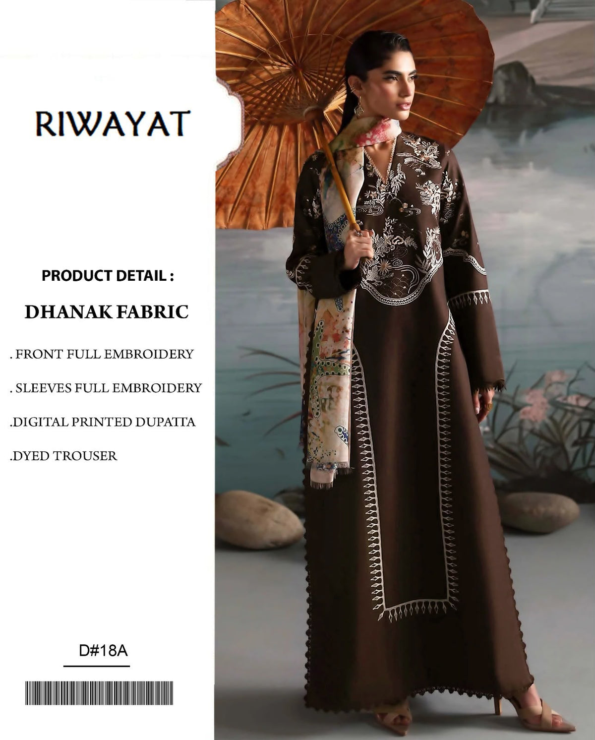 Dhanak 3pc embroidery unstitched