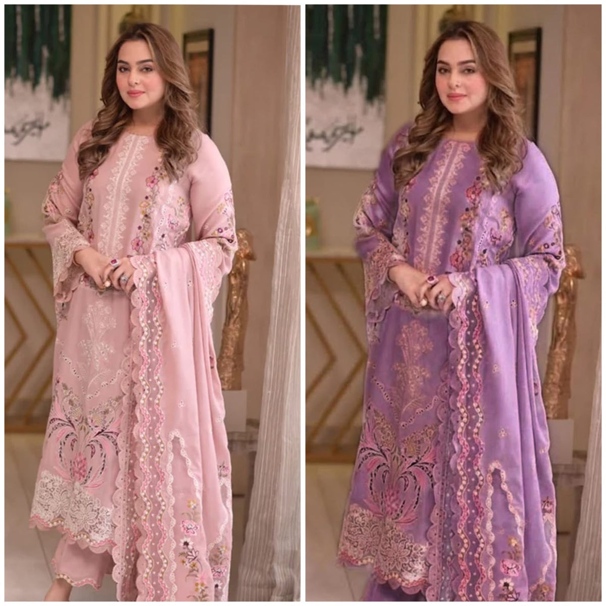 DHANAK UNSTITCHED 3PC FULL EMBROIDERY
