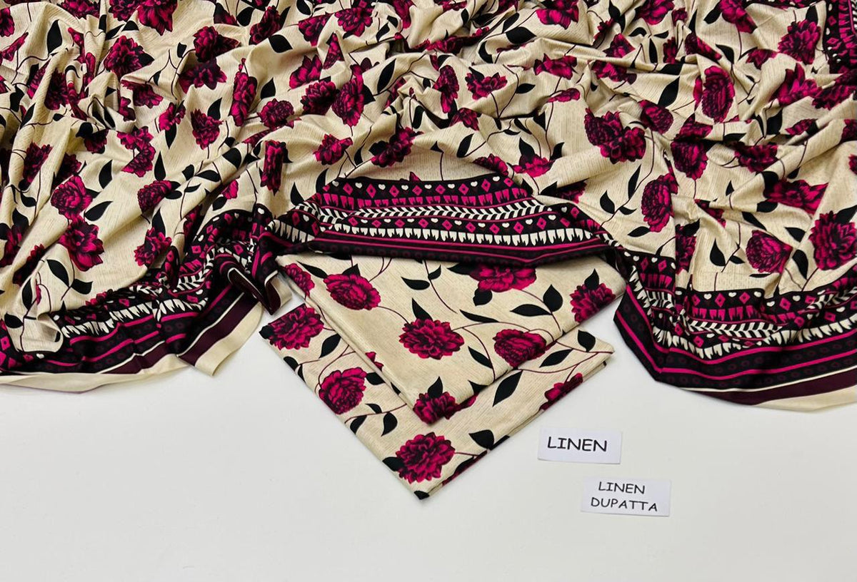 LINEN 3PC PRINTED