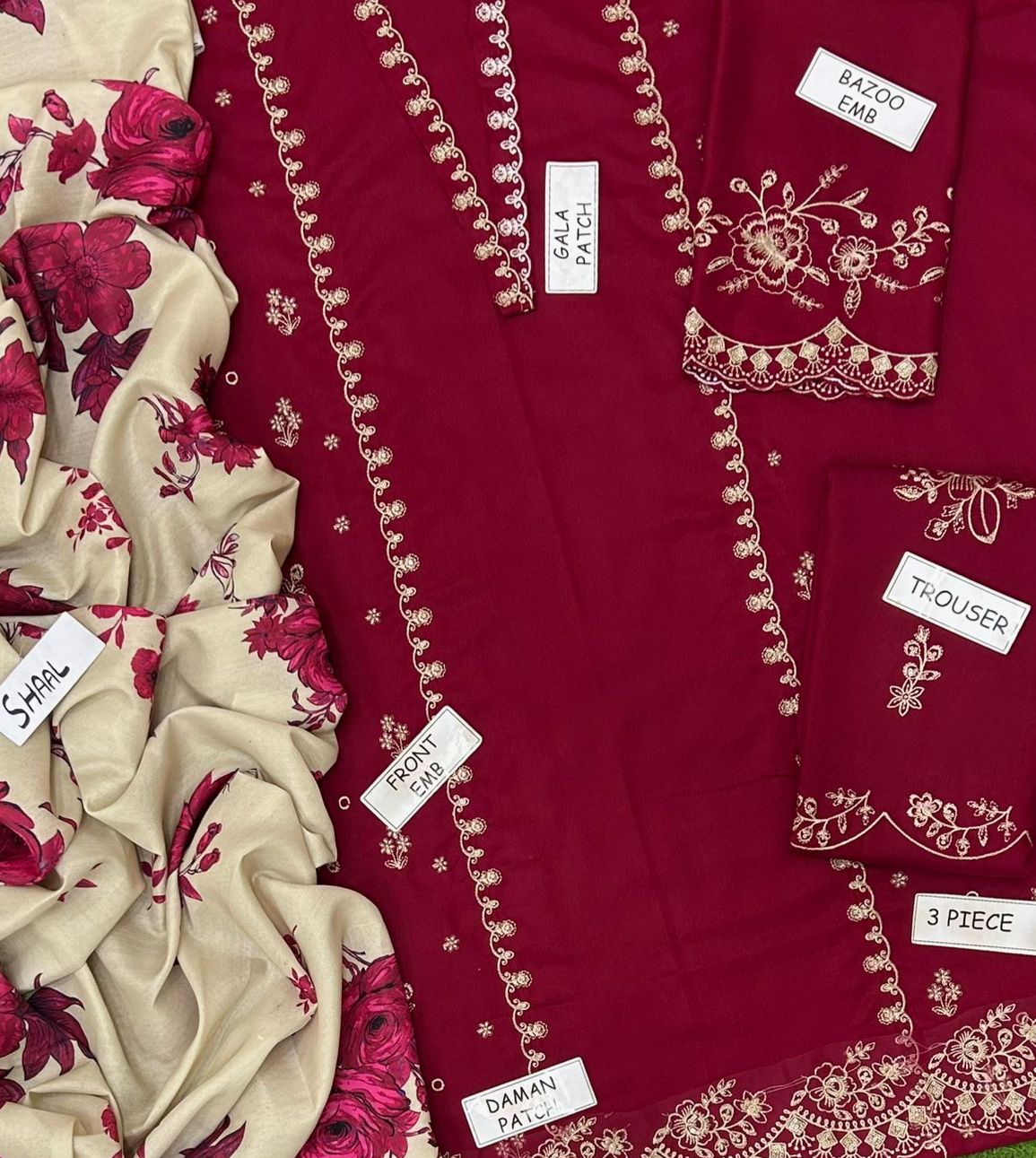 UNSTITCHED DHANAK 3PC EMBROIDERY