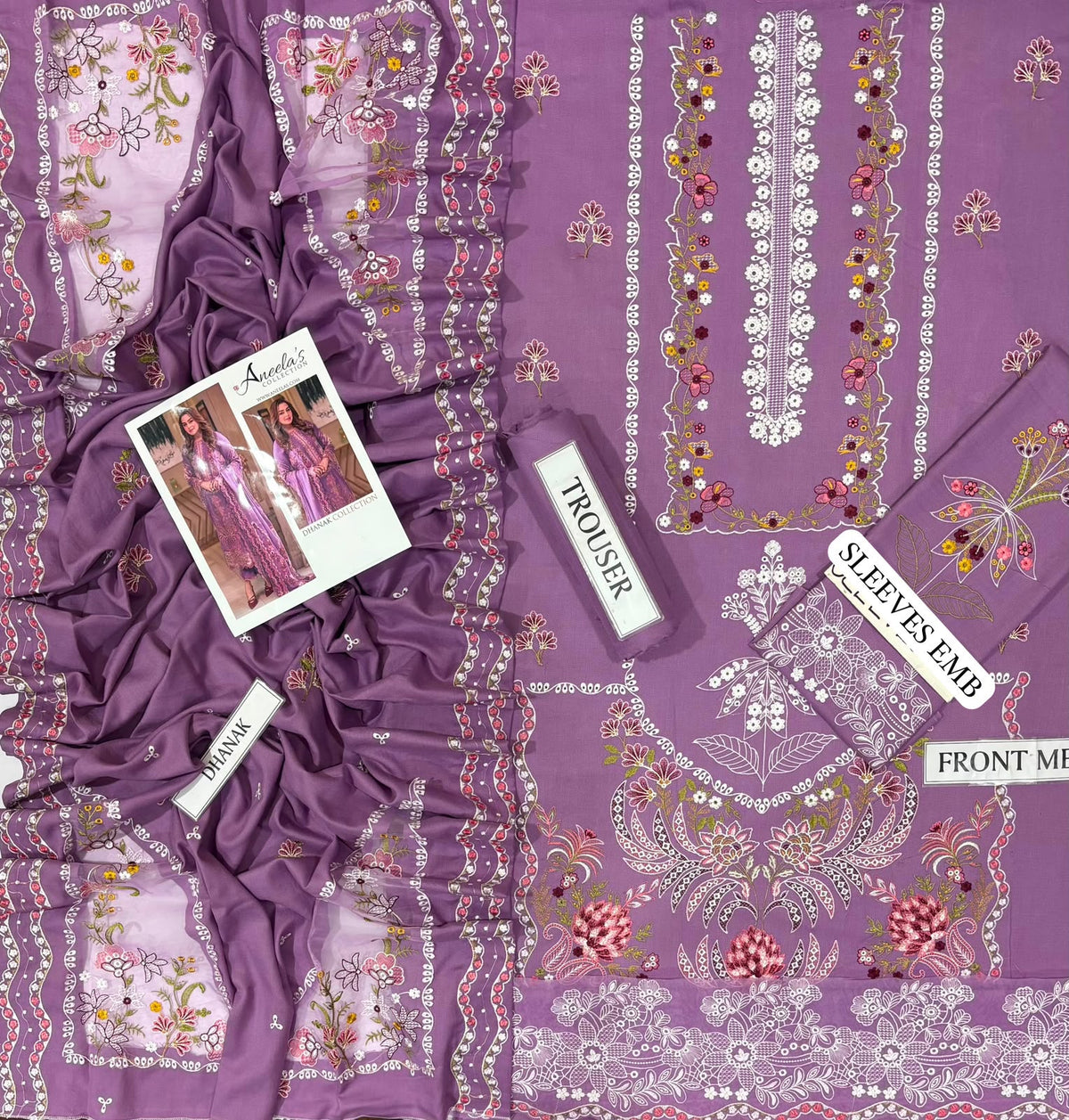 DHANAK UNSTITCHED 3PC FULL EMBROIDERY