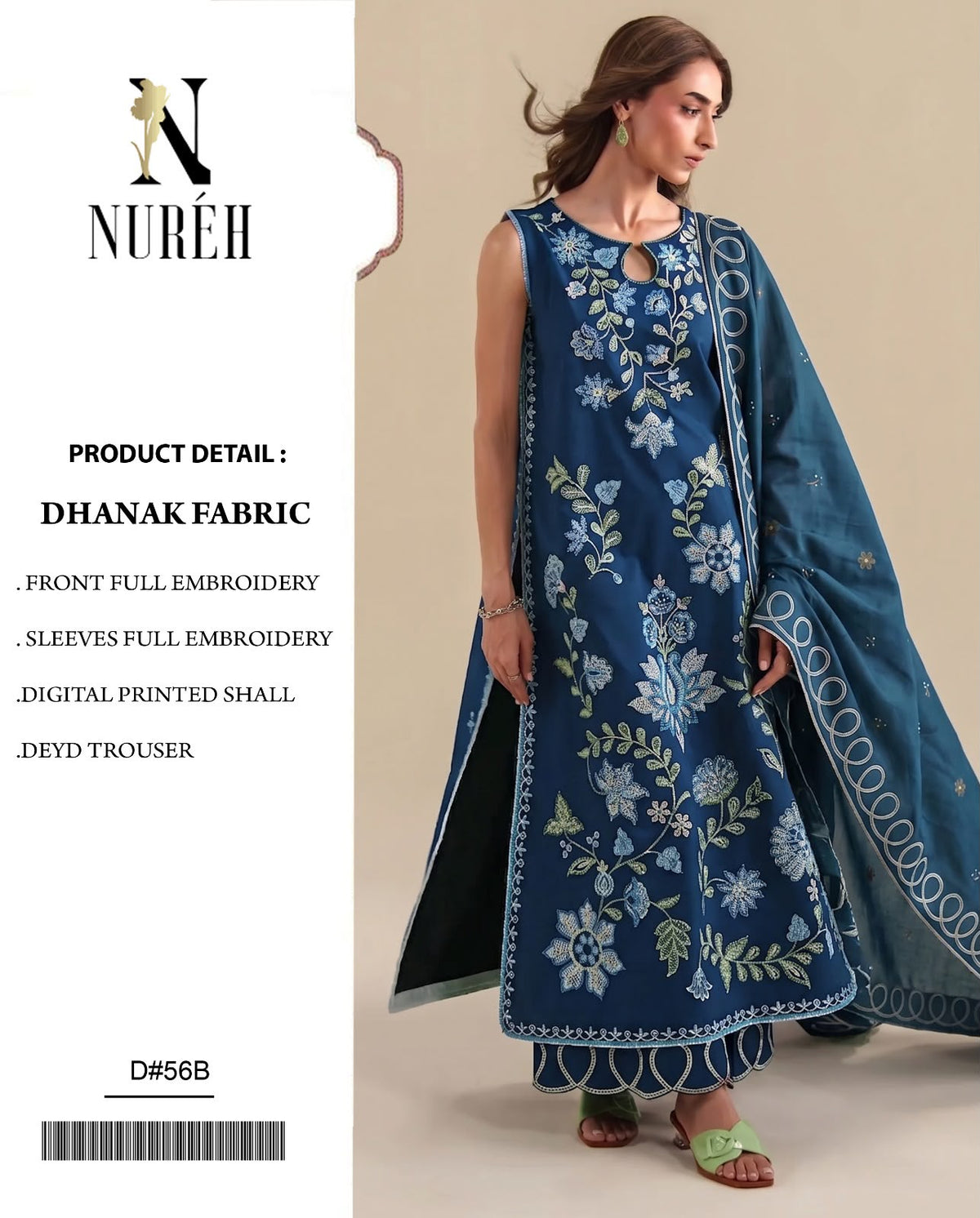 Dhanak 3pc embroidery unstitched