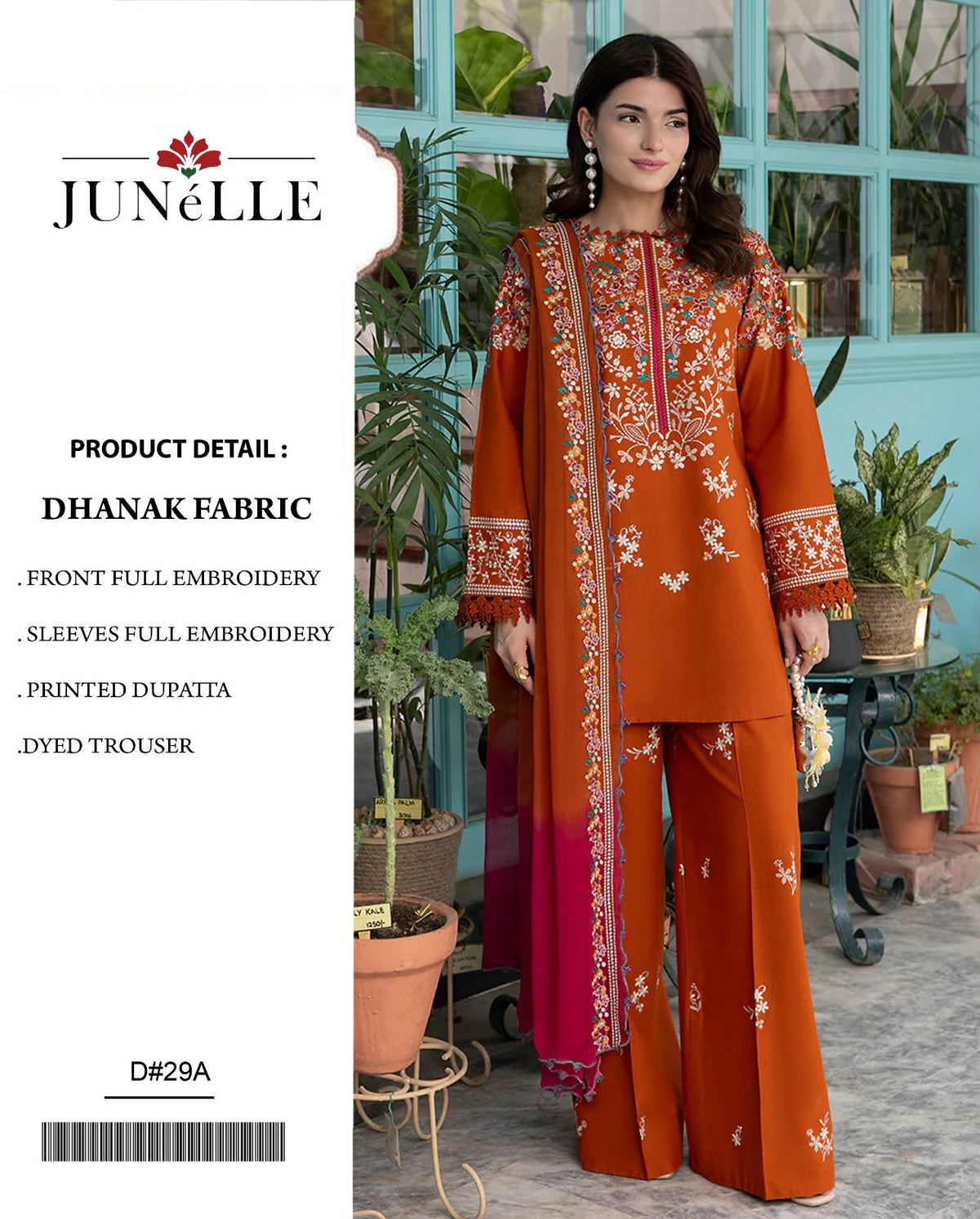 Dhanak 3pc embroidery unstitched