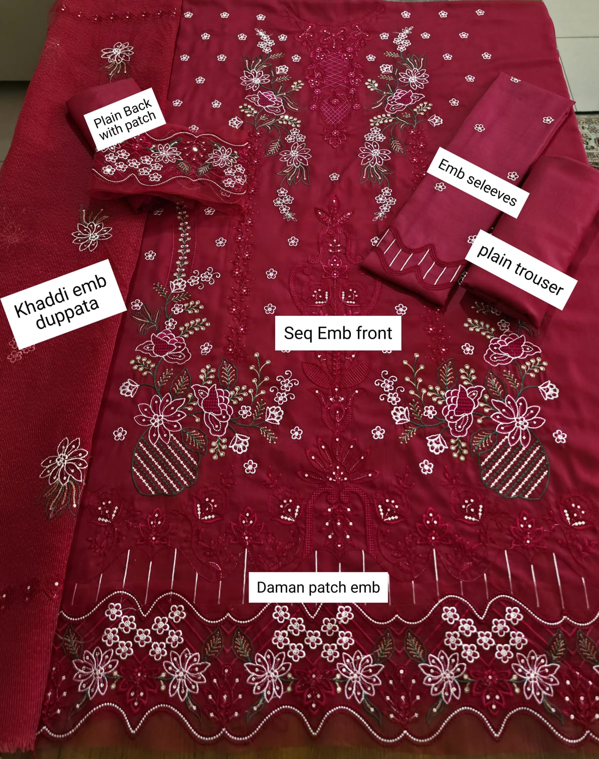 Luxury dhanak 3pc embroidery