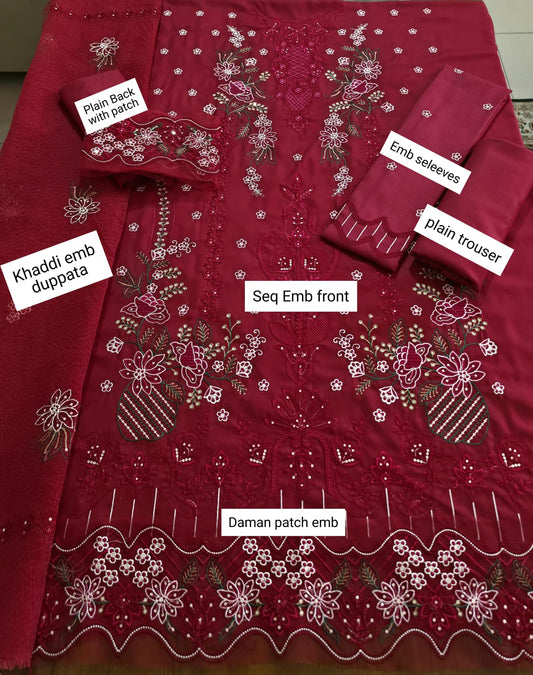Luxury dhanak 3pc embroidery