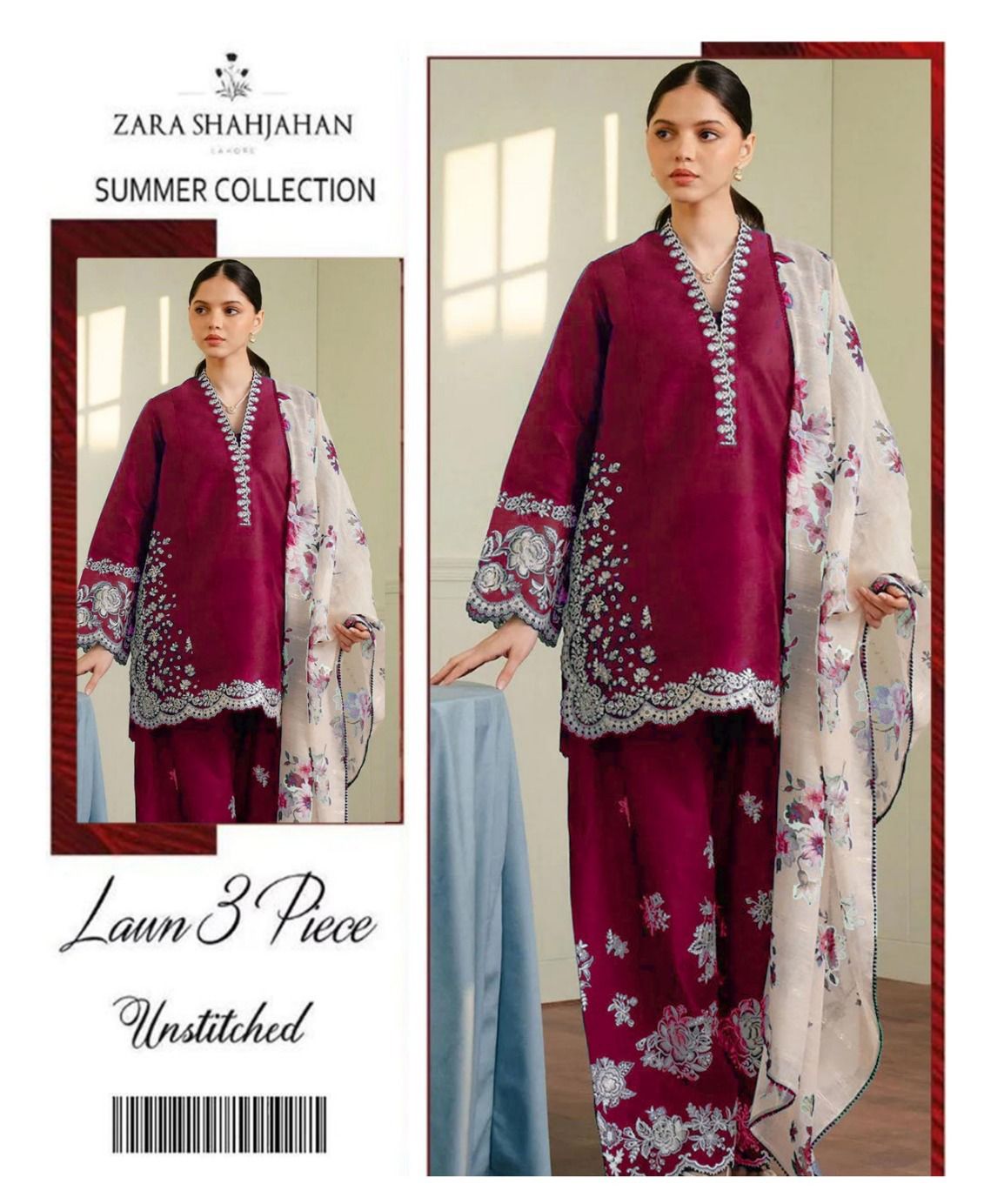 UNSTITCHED DHANAK 3PC EMBROIDERY