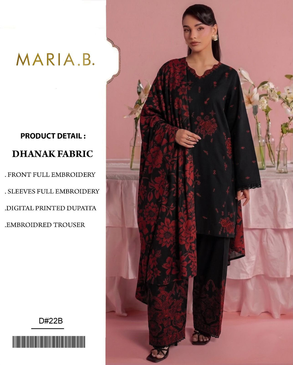 Dhanak 3pc embroidery unstitched