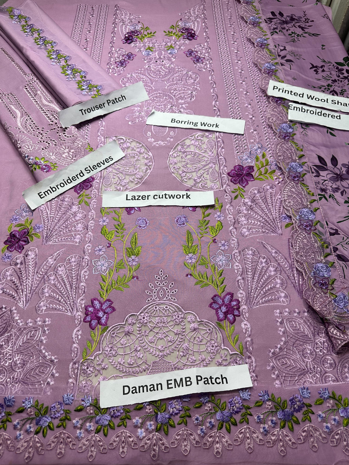 Dhanak 3pc embroidery unstitched