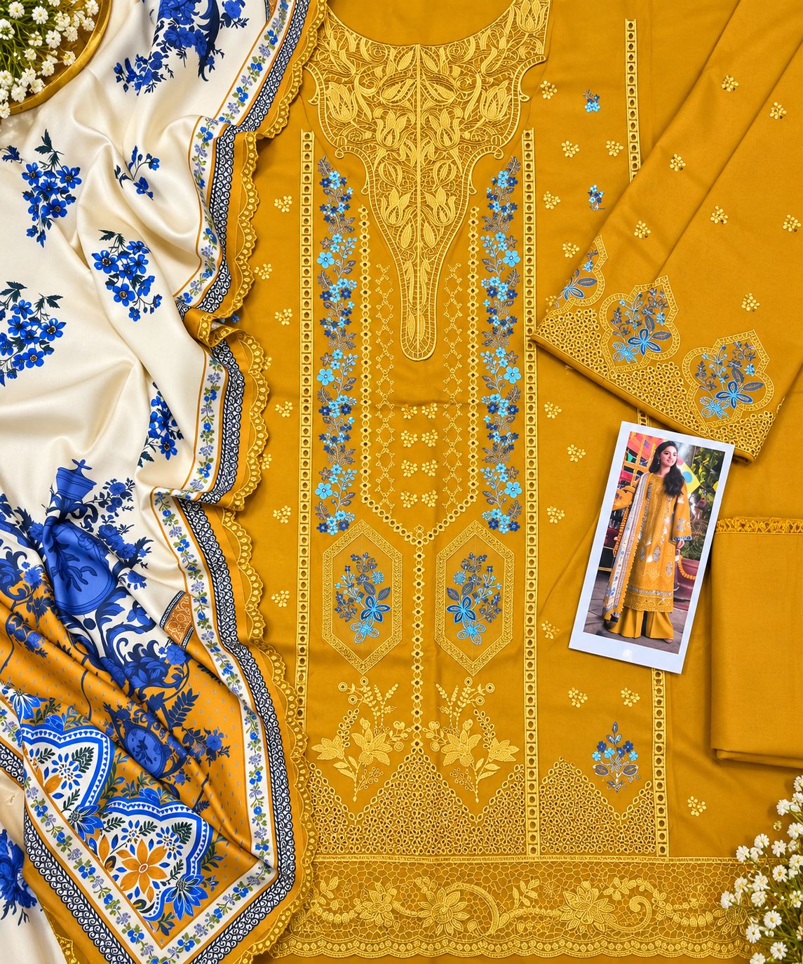 NAKSHKAR DHANAK THREE PIECE AND STITCH