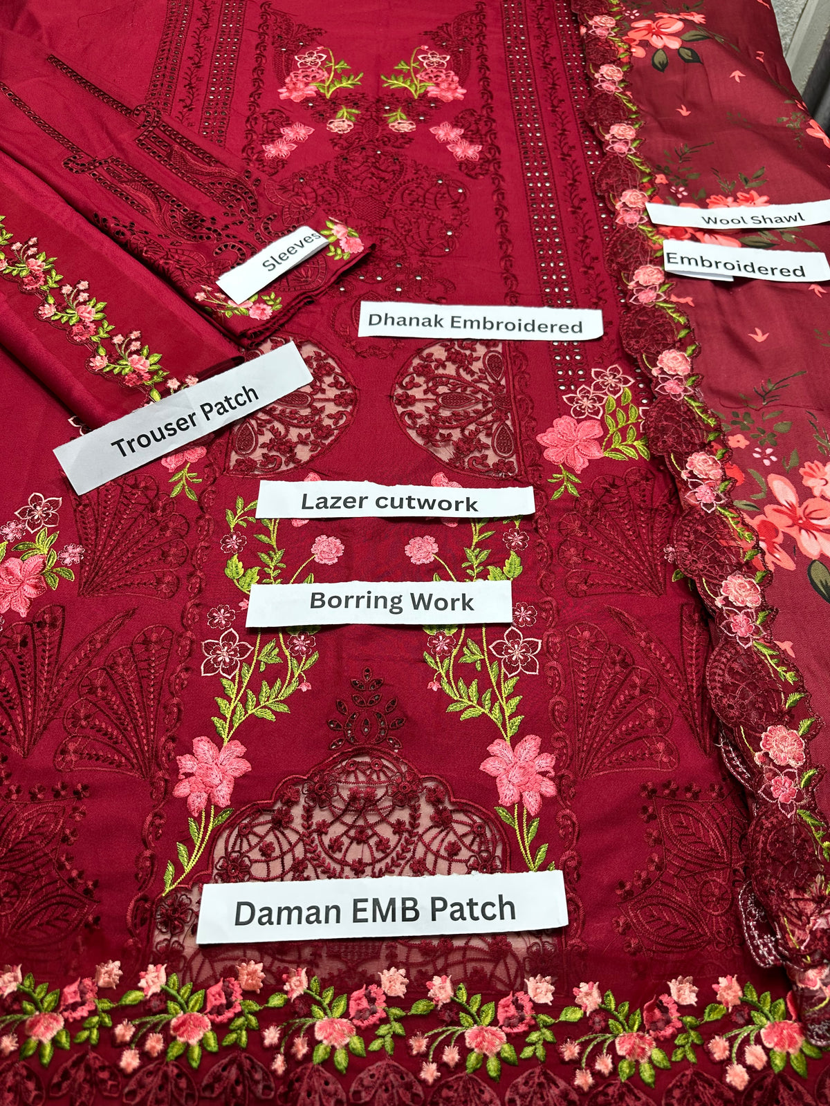 Dhanak 3pc embroidery unstitched