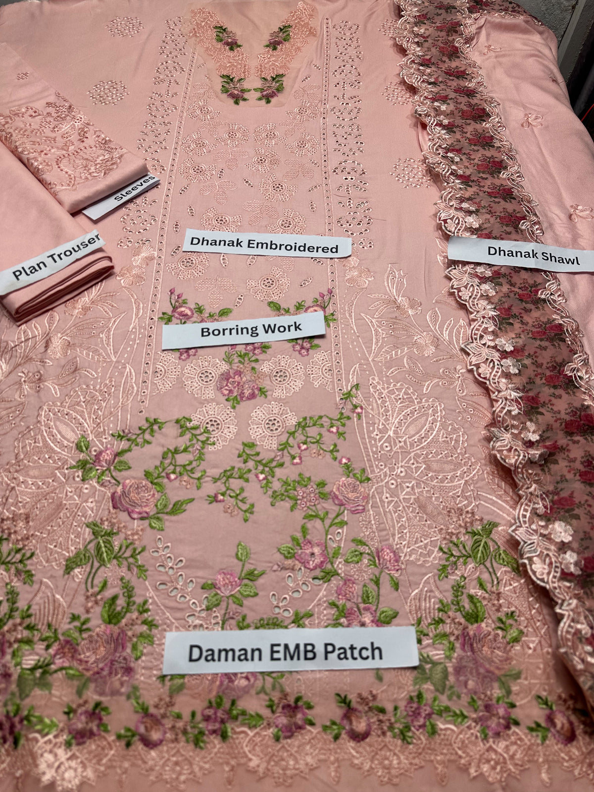 DHANAK 3PC EMBROIDERY UNSTITCHED