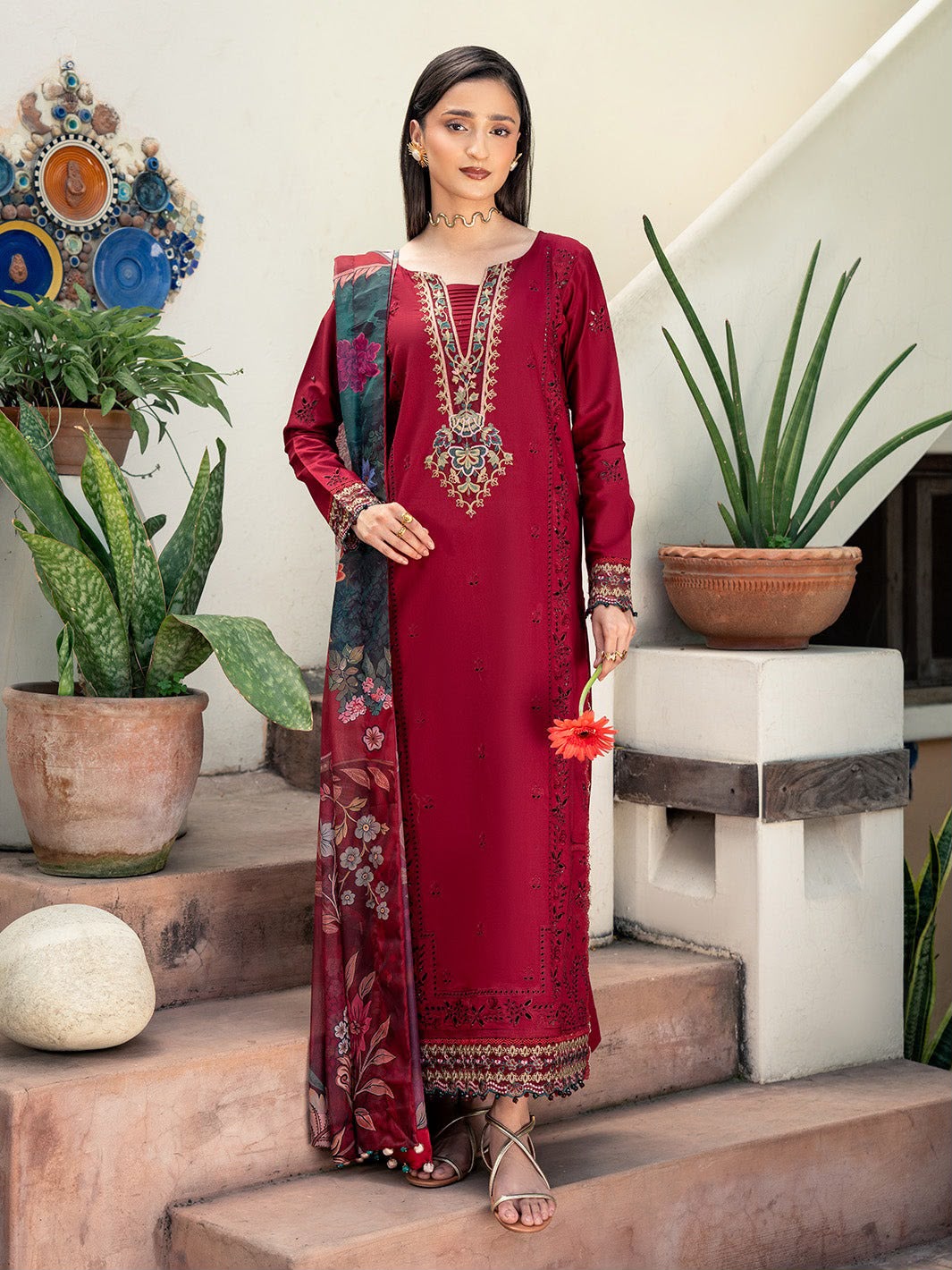 DHANAK 3PC EMBROIDERY UNSTITCHED FREE DELIVERY