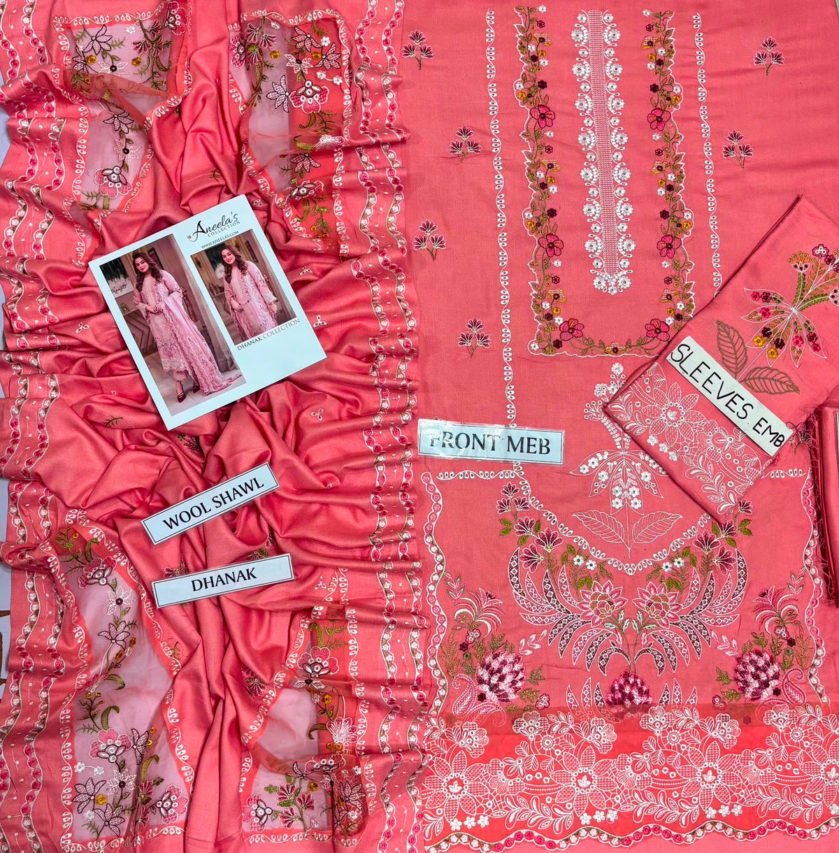 DHANAK UNSTITCHED 3PC FULL EMBROIDERY